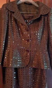 Bespoke Peggy Jennings vintage silk sequined skirt suit
